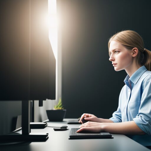 An woman working on computer